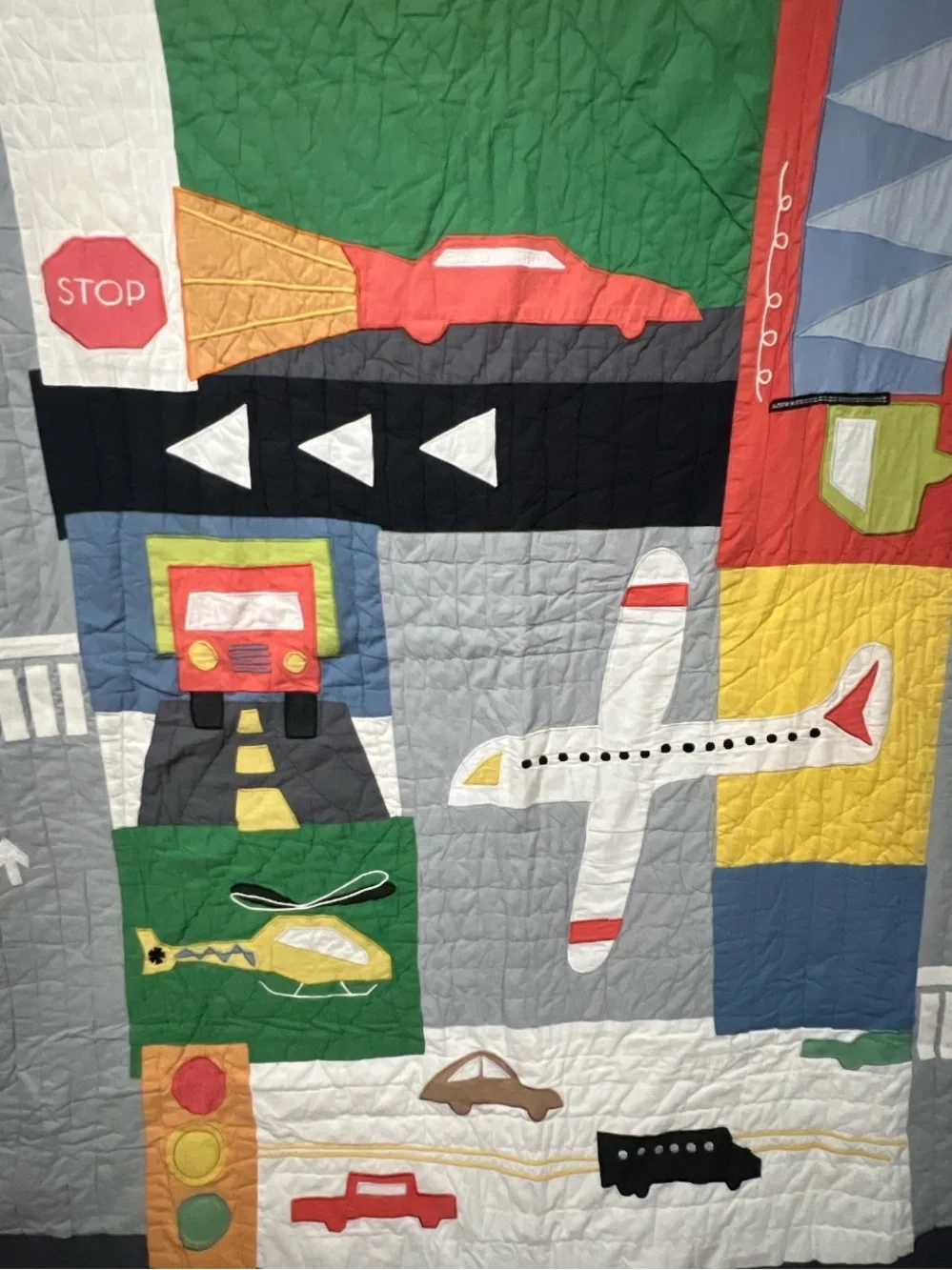 Vintage The Company Store Land Of Nod Twin Quilt Transportation Roads Map